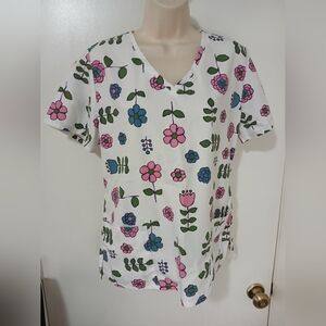 Women's sb scrub, scrub top size sm/ch,Color artic white,